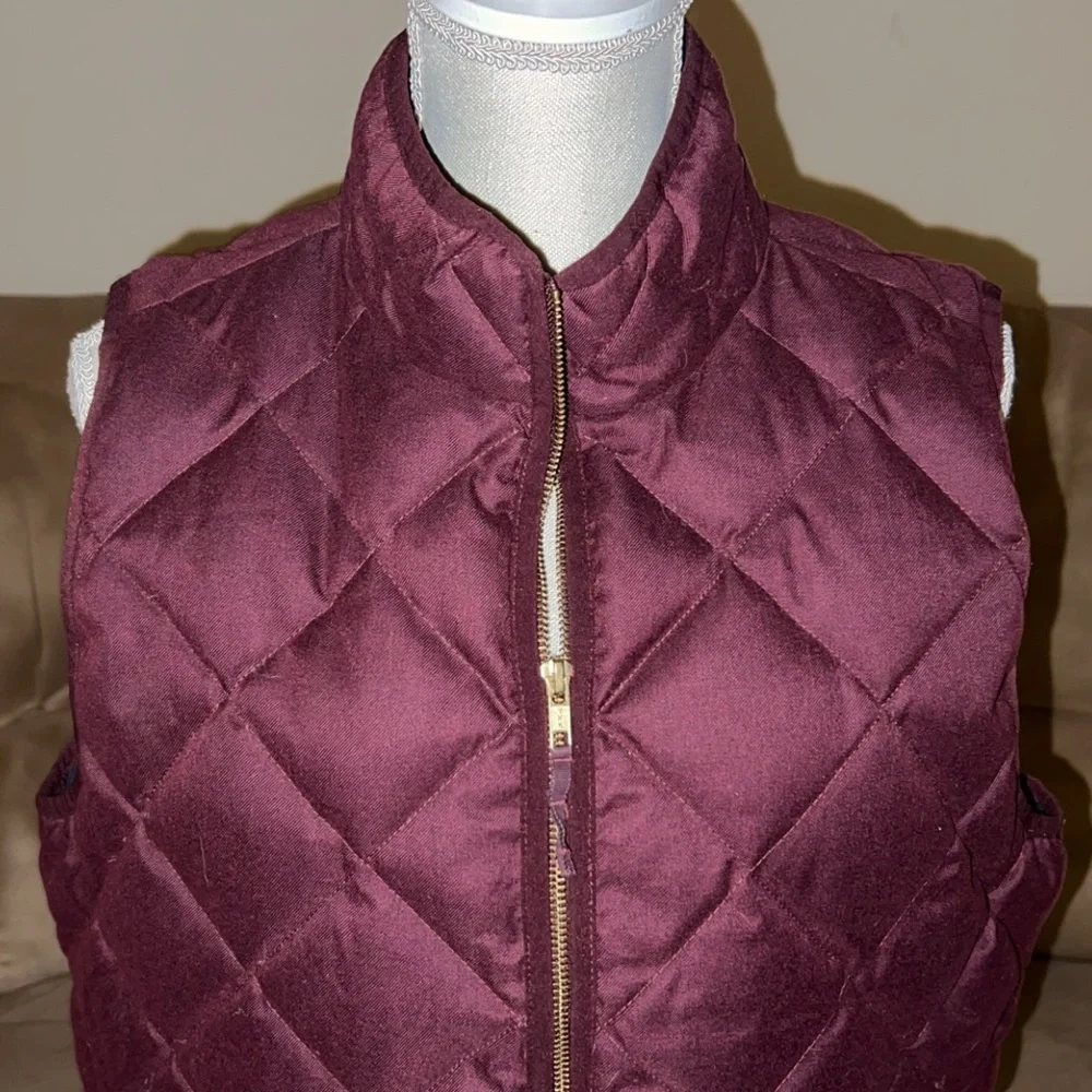 J.CREW Burgundy Diamond Quilted Vest
